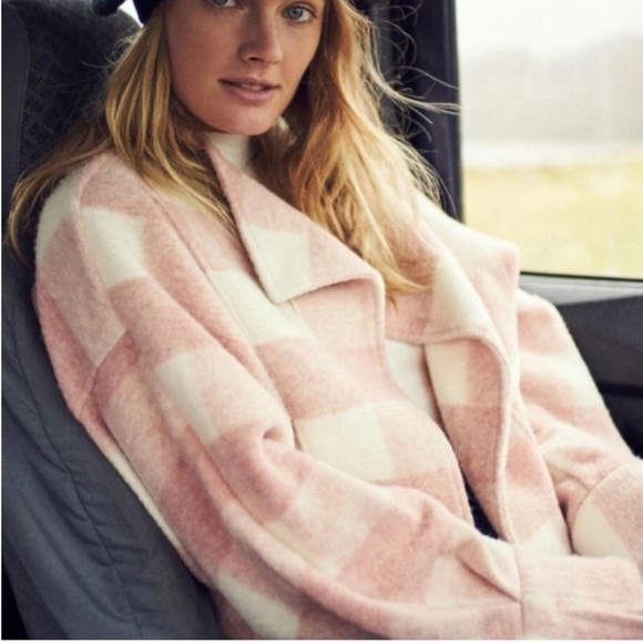 Anthropologie Ettitwa Pink and Cream Buffalo Plaid Jacket - Picture 3 of 8
